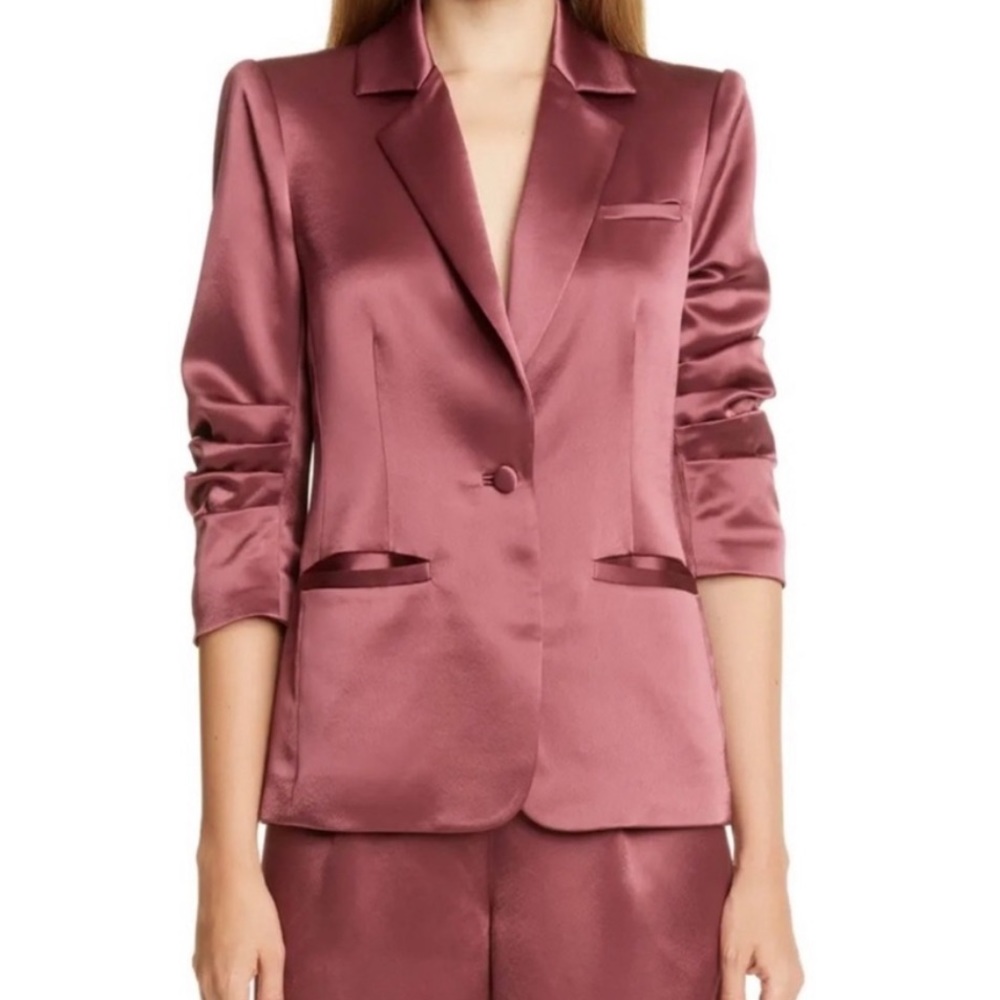cinq à sept Satin Blazer in Dusty Rose